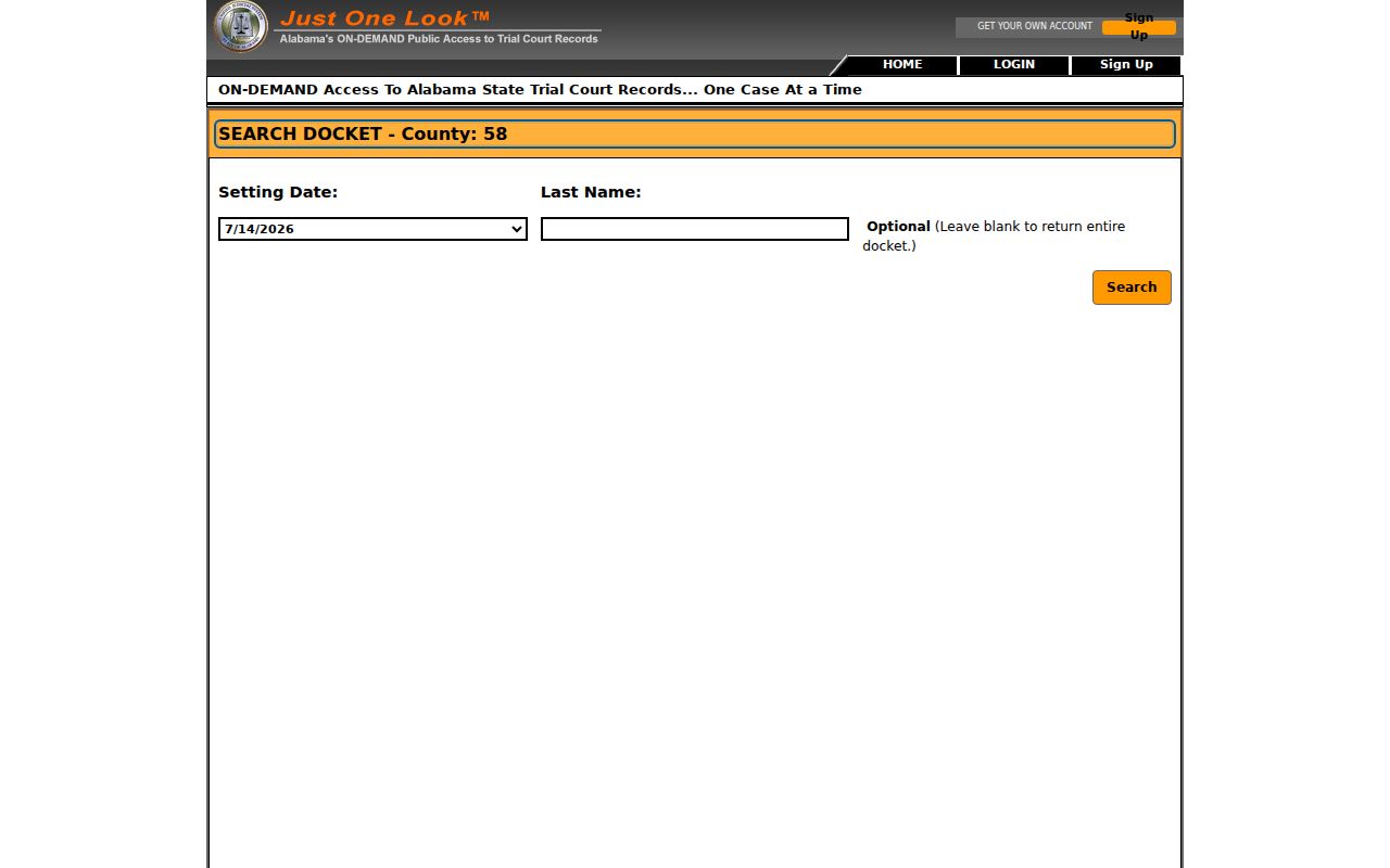 Cleburne County court docket search Alacourt record access