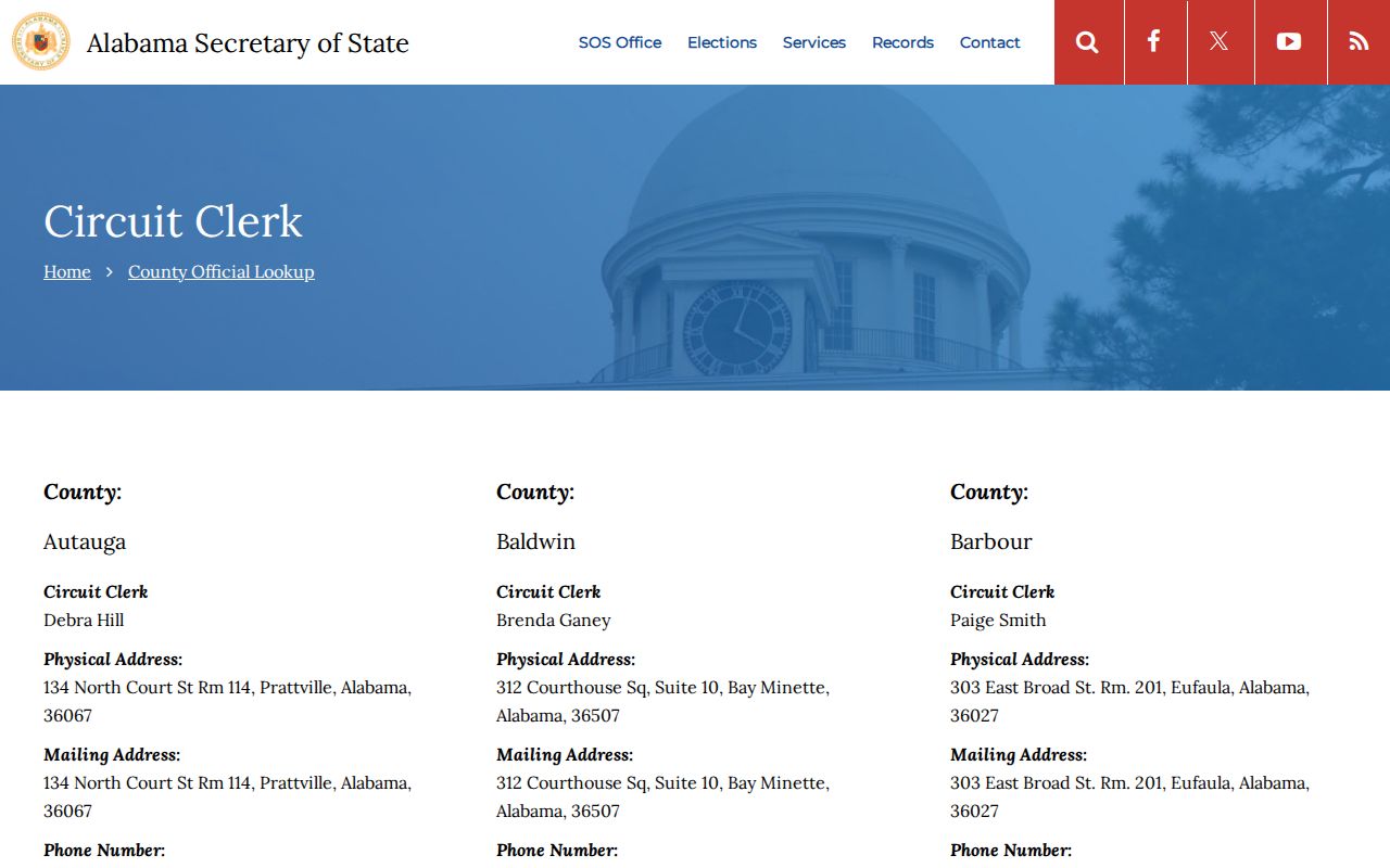 Cleburne County Circuit Clerk record lookup contact source