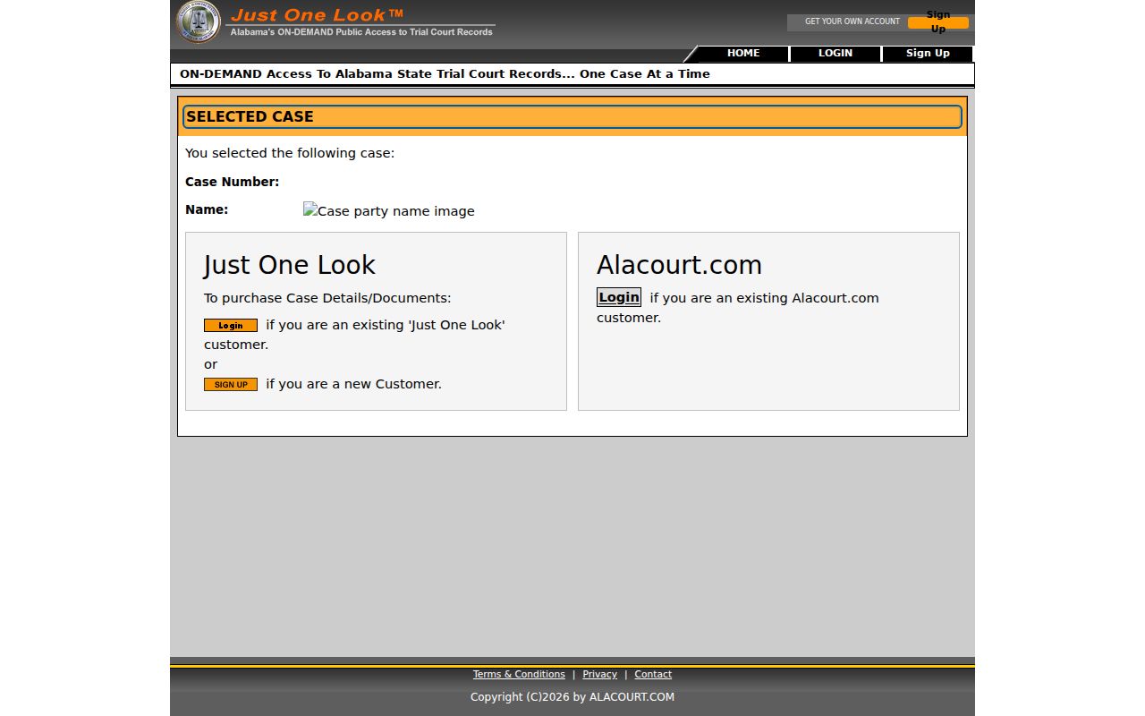 Cleburne County court records Alacourt selected case login