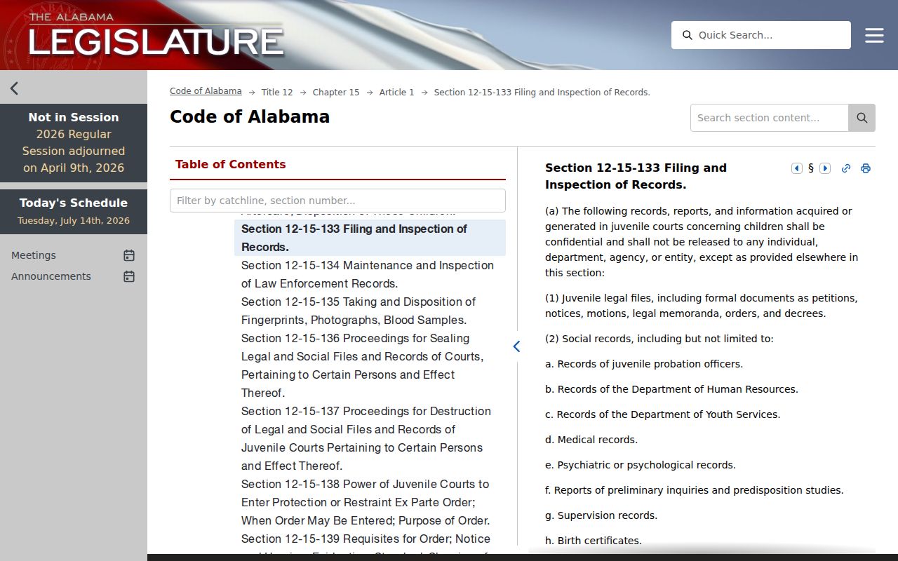 Cleburne County court records juvenile confidentiality statute