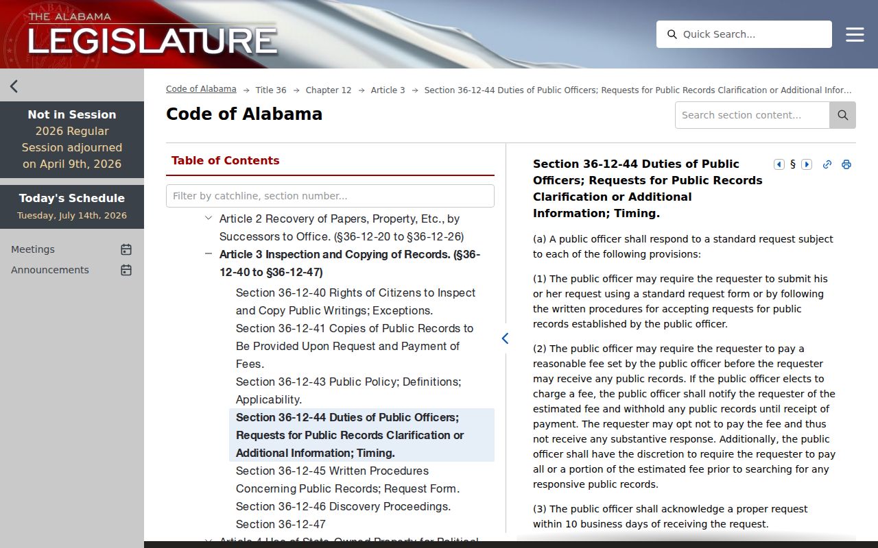 Cleburne County court records public copy statute