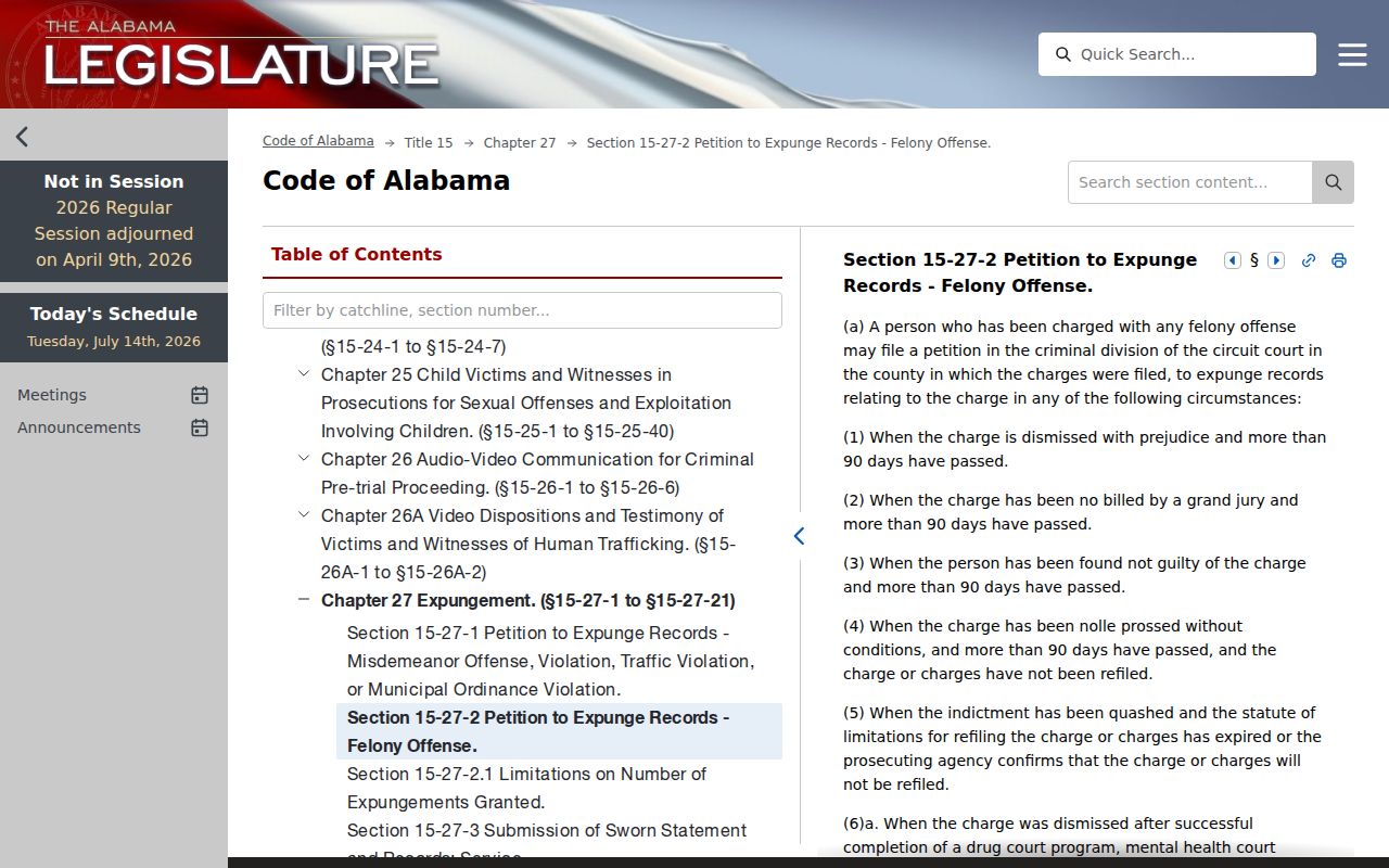 Cleburne County criminal court records felony expungement statute