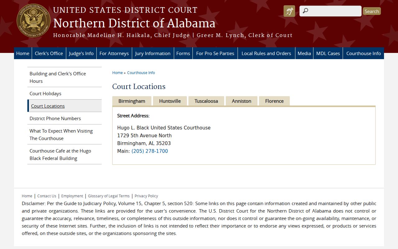 Cleburne County District Court federal location distinction