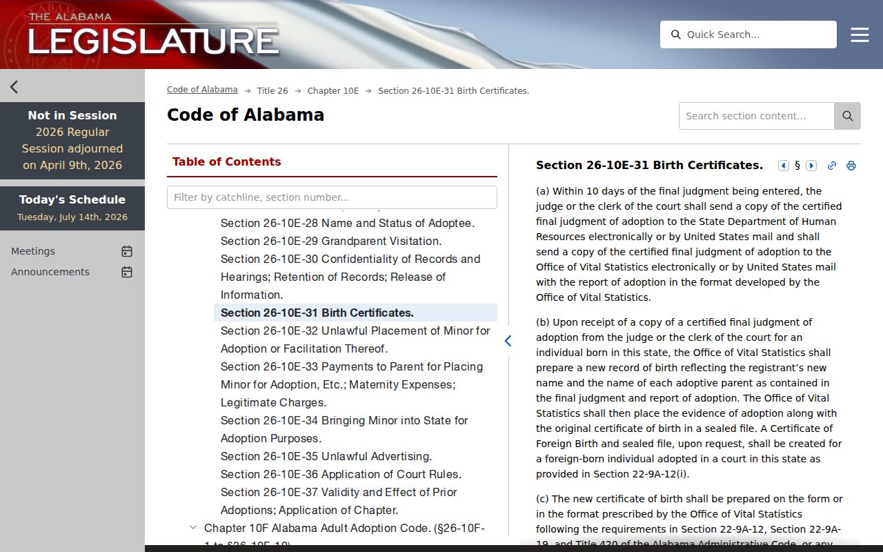 Cleburne County warrant records and Alabama adoption confidentiality source